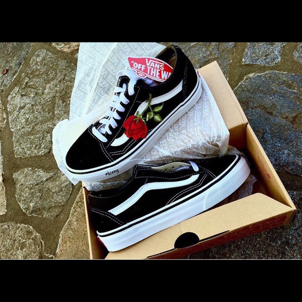 Custom Rose Embroidered Vans
